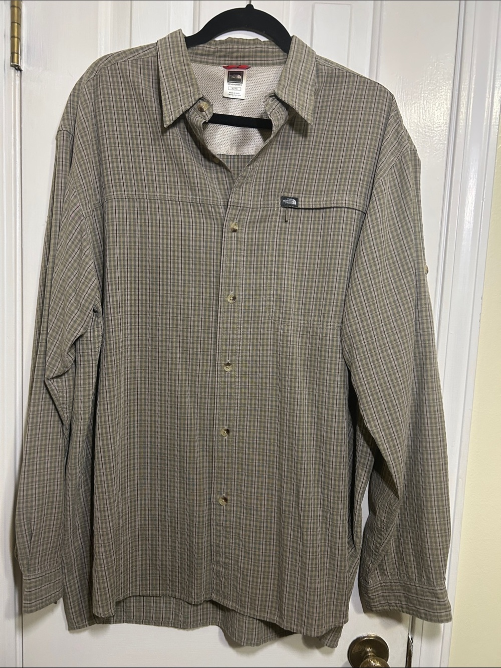 The North Face Men’s Plaid Button-Up Shirt - Olive Tan